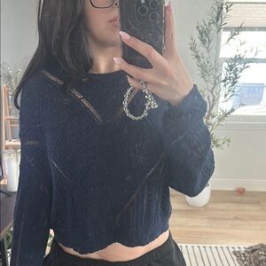 Stylish Navy Knit Top